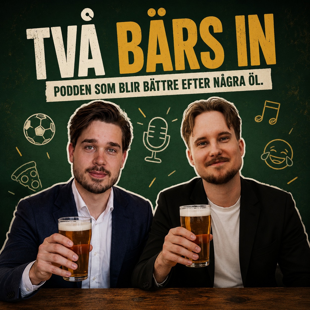 Två Bärs In – officiell podcast cover med Erik och Samuel